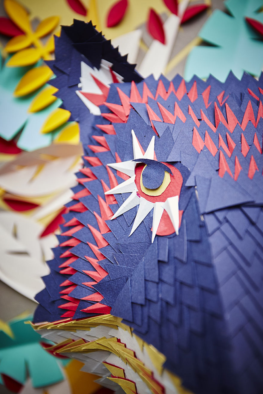 I Make Animal Masks From Hundreds Of Tiny Pieces Of Paper