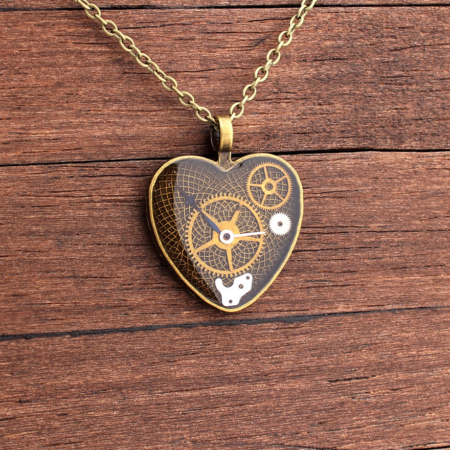 Steampunk Jewelry Made From Old Watch Parts By Lithuanian Artist