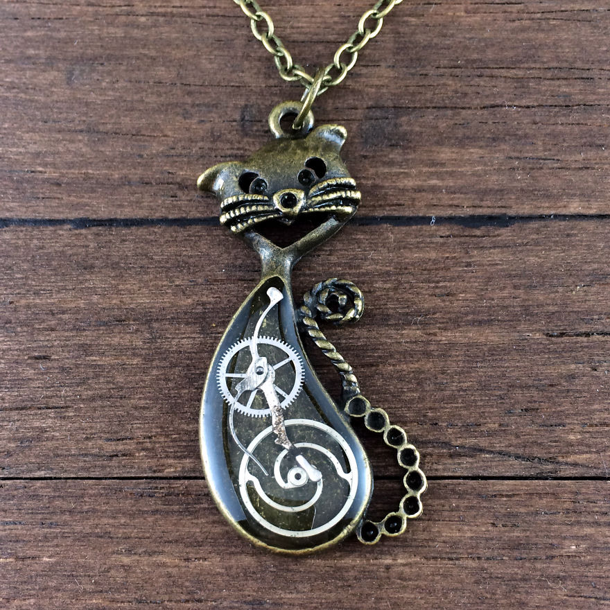 Steampunk Jewelry Made From Old Watch Parts By Lithuanian Artist