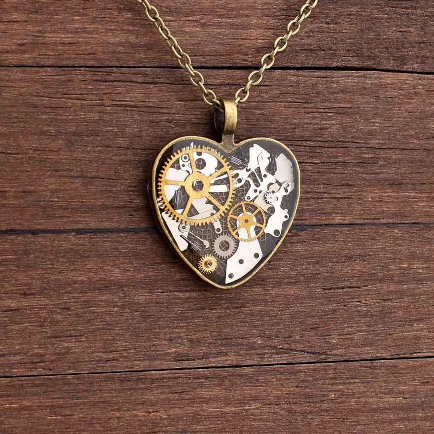 Steampunk Jewelry Made From Old Watch Parts By Lithuanian Artist