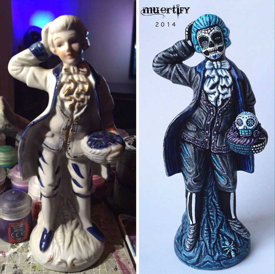 Muertify! Vintage Holy Statues Turned Into Dia De Los Muertos.