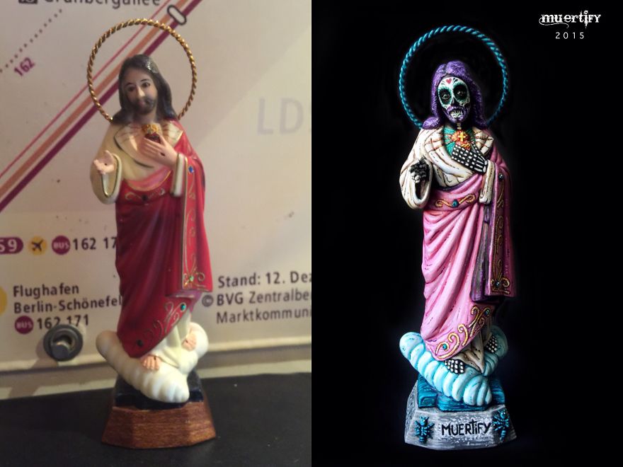 Muertify! Vintage Holy Statues Turned Into Dia De Los Muertos.