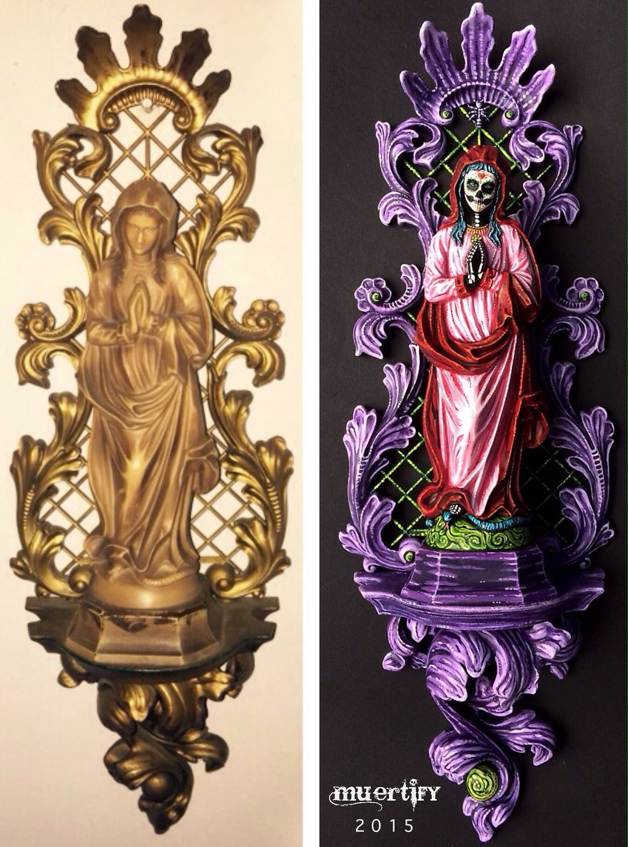 Muertify! Vintage Holy Statues Turned Into Dia De Los Muertos.