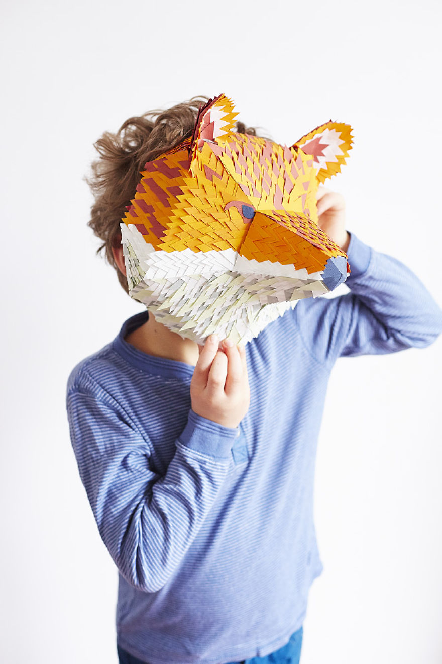 I Make Animal Masks From Hundreds Of Tiny Pieces Of Paper I Make Animal Masks From Hundreds Of Tiny Pieces Of Paper