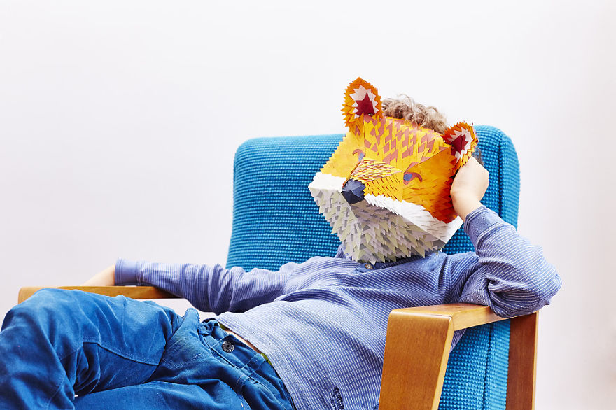 I Make Animal Masks From Hundreds Of Tiny Pieces Of Paper I Make Animal Masks From Hundreds Of Tiny Pieces Of Paper