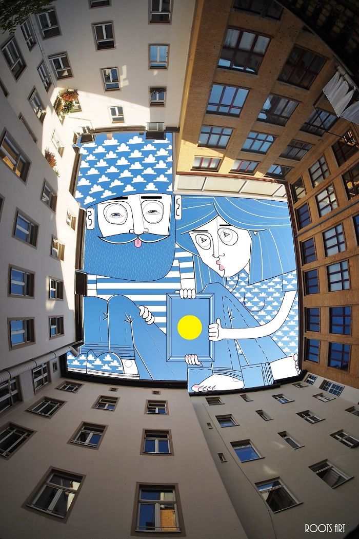 I Draw Illustrations On The Sky Between Buildings