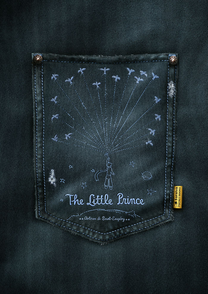 We Embroidered Covers Of Your Favorite Books On Jean Pockets