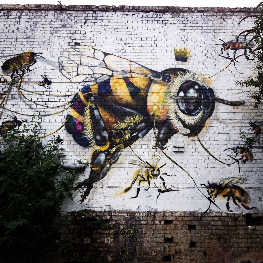 Save The Bees: I Painted London Streets With Bee Murals To Raise Awareness About Colony Collapse Disorder