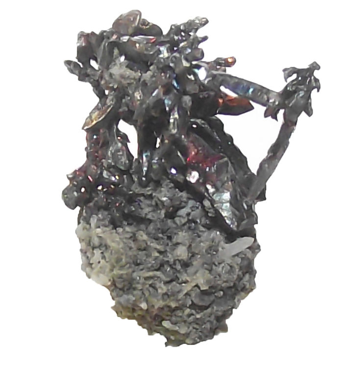 Beautiful mineral specimen with intricate crystal formations and dark metallic hues.