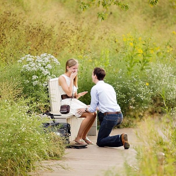 While looking at our photo album I had changed the last page to read “September 7th, 2013” as the header and “he popped the question…” as the footer. She gasped as I got down on one knee.