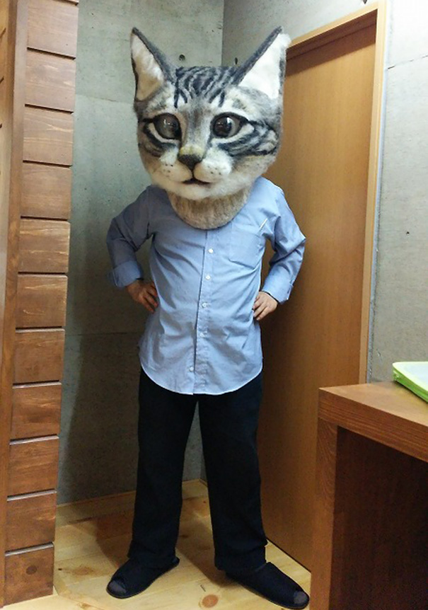 cat-head-mask-needle-felt-housetu-sato-japan-school-wool-art-1 cat-head-mask-needle-felt-housetu-sato-japan-school-wool-art-1