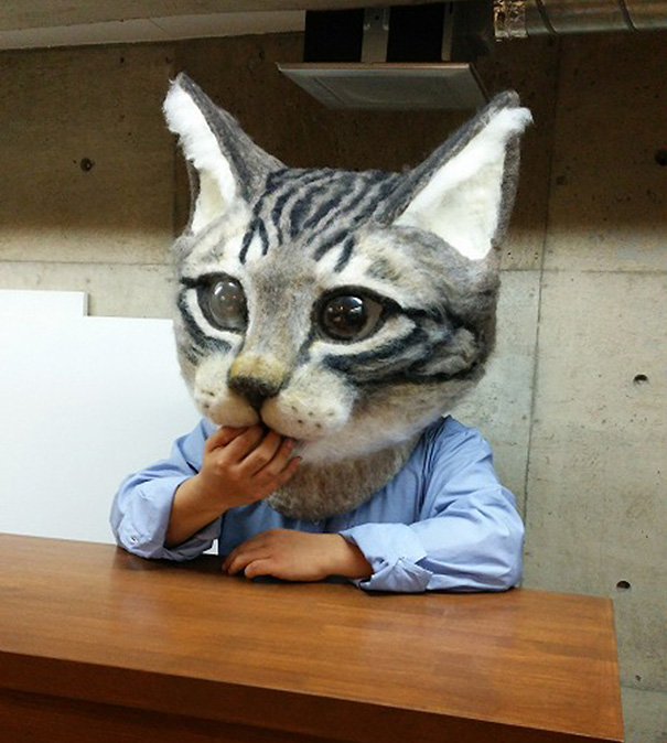 cat-head-mask-needle-felt-housetu-sato-japan-school-wool-art-8 cat-head-mask-needle-felt-housetu-sato-japan-school-wool-art-8