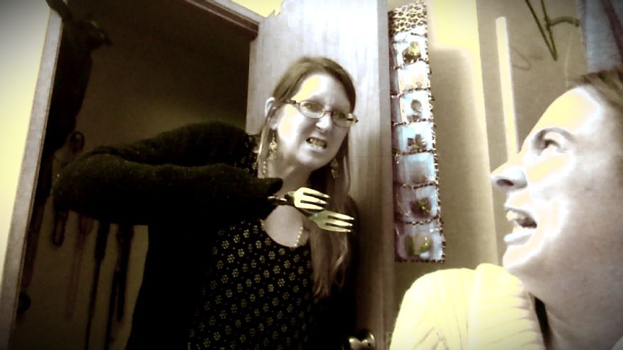 Sweetie Wanted To Be In The Funny Picture, Too! (black Cat Climbing Up Doorway)