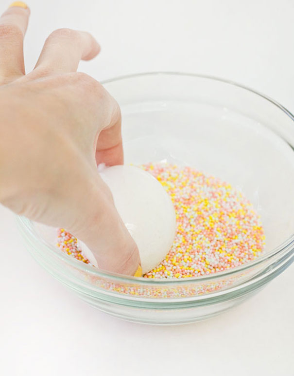 Cover Egg With Glue And Dip In Sprinkles