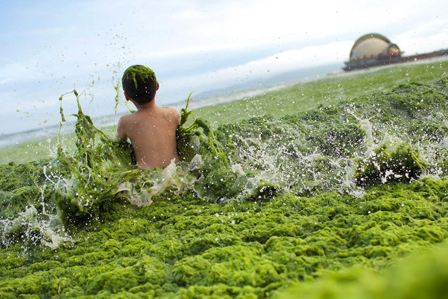 Boy In Polluted Water