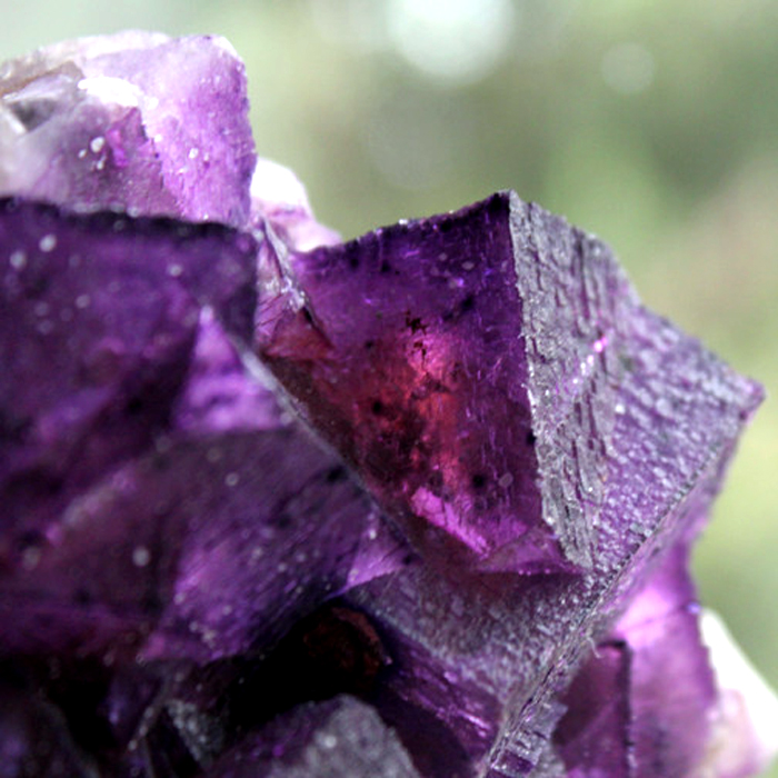 Close-up of a stunning purple mineral, highlighting its vibrant, crystalline beauty.