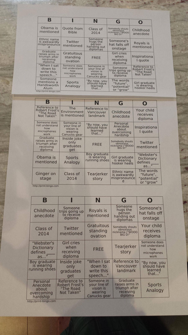 My Mom Made This To Entertain The Family During A Grad Ceremony