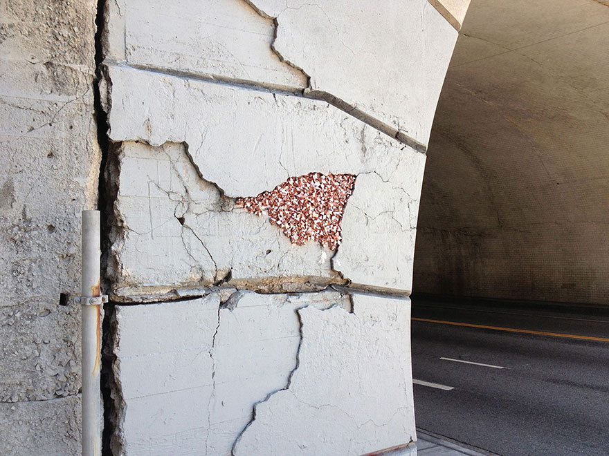 Artist Hides Crystallized Geode Installations Inside Wall Cracks To Bring Life To Urban Areas