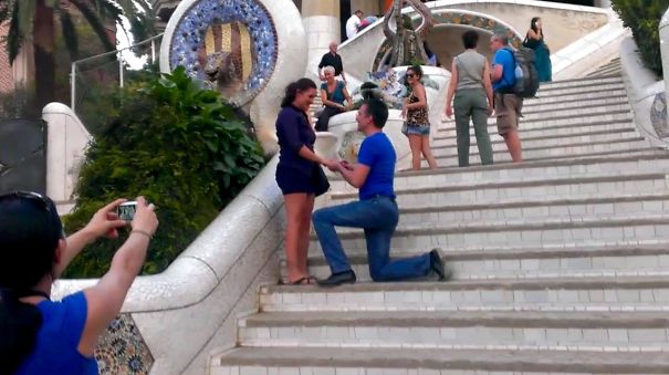 Totally Surprised Her With A Knee-drop In Parc Guell, Barcelona, During A Holliday With Friends