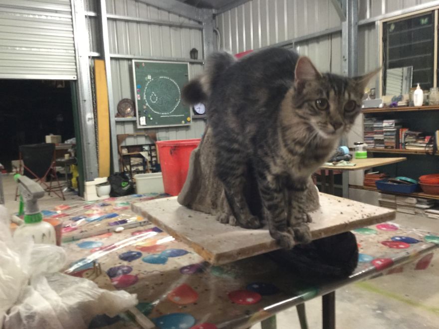 Sissy Photo Bombing My Sculpture