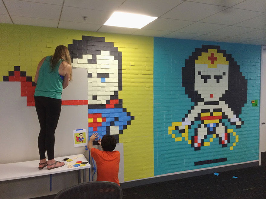 office-wall-post-it-art-superheroes-ben-brucker-9 office-wall-post-it-art-superheroes-ben-brucker-9