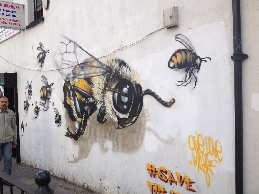 Save The Bees: I Painted London Streets With Bee Murals To Raise Awareness About Colony Collapse Disorder