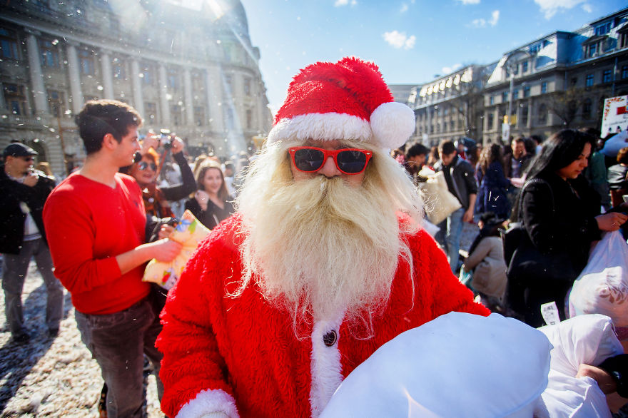 International Pillow Fight Day In Bucharest, Romania