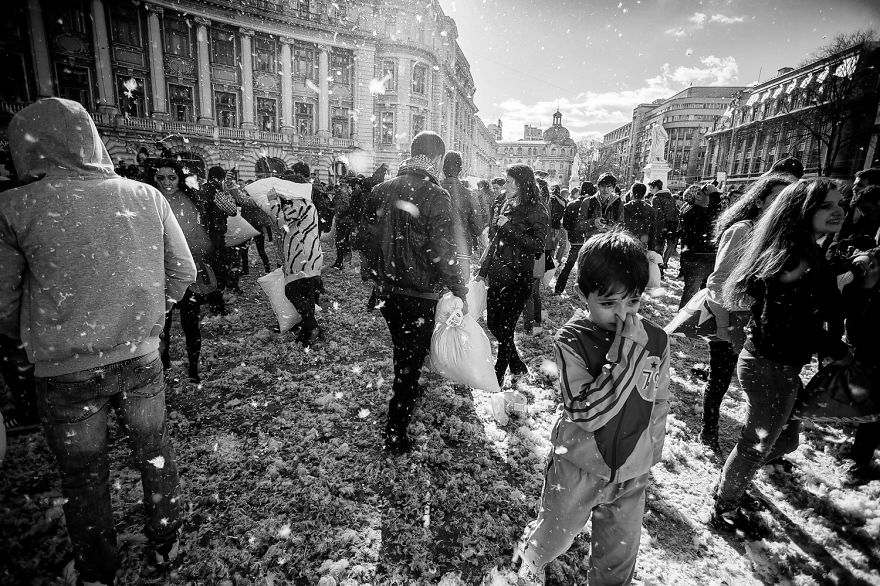 International Pillow Fight Day In Bucharest, Romania International Pillow Fight Day In Bucharest, Romania