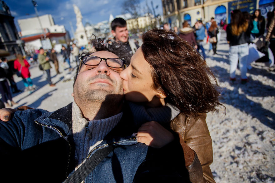 International Pillow Fight Day In Bucharest, Romania