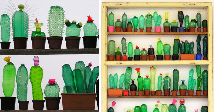 Recycled PET Plastic Bottle Plant And Animal Sculptures By Veronika Richterová