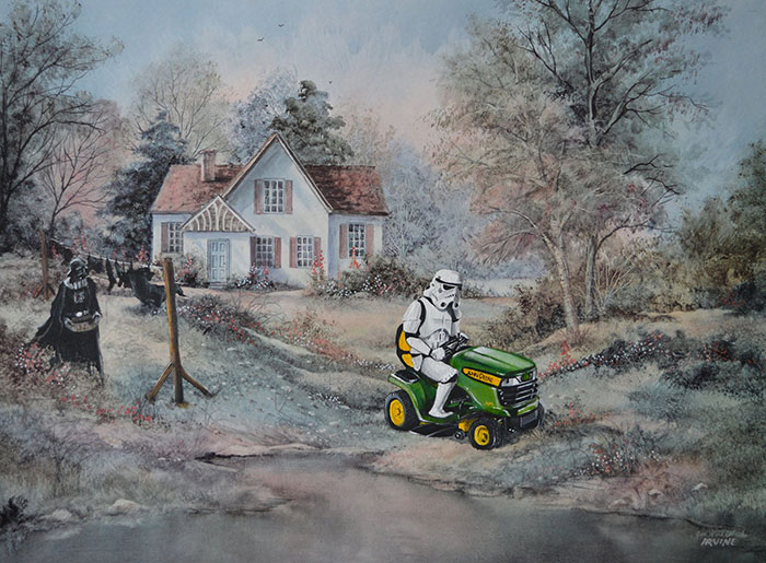 This Guy Continues To Paint Pop-Culture Characters Into Old Thrift-Store Paintings