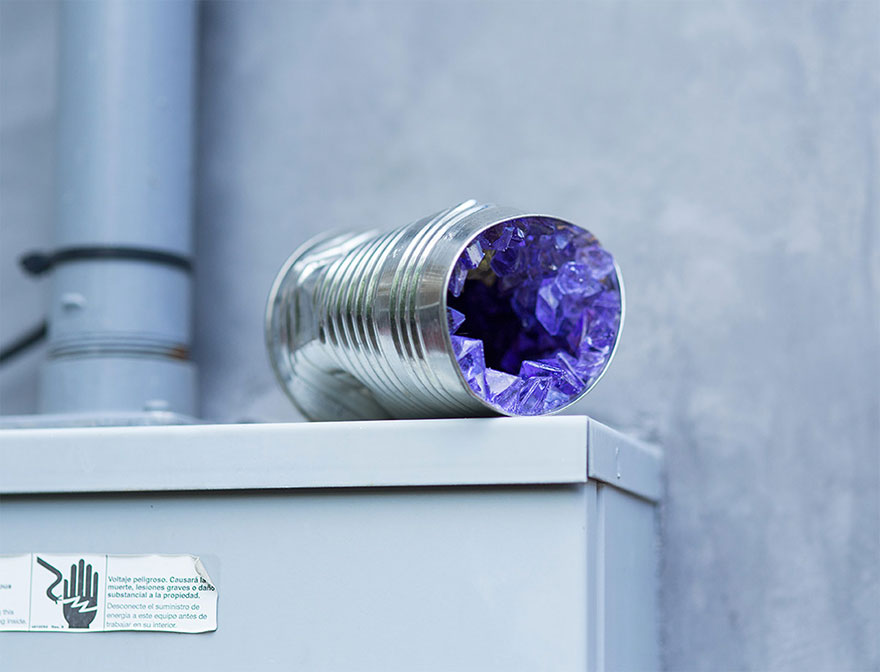 Artist Hides Crystallized Geode Installations Inside Wall Cracks To Bring Life To Urban Areas