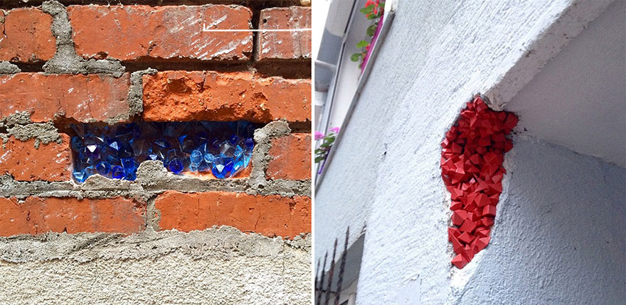 Artist Hides Crystallized Geode Installations Inside Wall Cracks To Bring Life To Urban Areas Artist Hides Crystallized Geode Installations Inside Wall Cracks To Bring Life To Urban Areas
