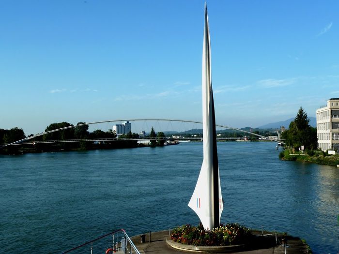 Dreiländereck Where Switzerland, Germany And France Meet At The Rhine