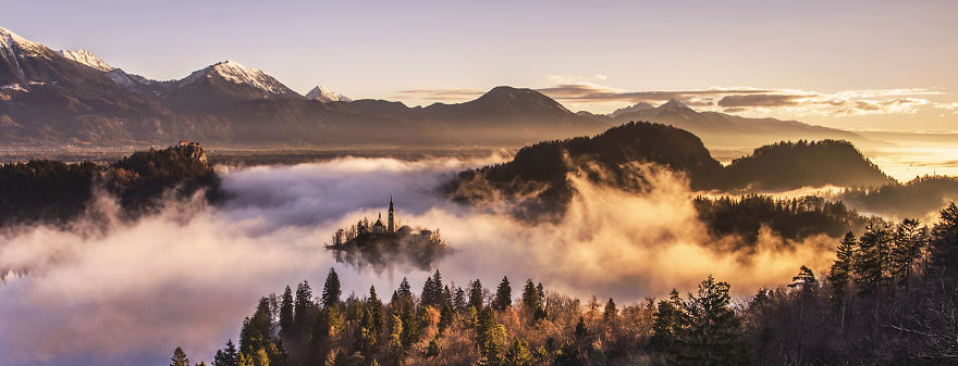 Spectacular Sunrise At Lake Bled In Slovenia