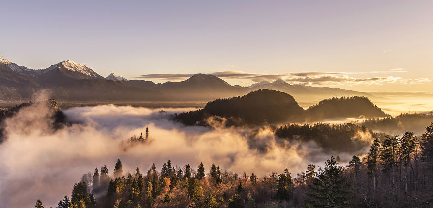 Spectacular Sunrise At Lake Bled In Slovenia