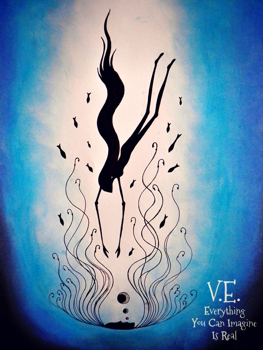 Dream-like Fantasy Drawings Done With Pen And Pastel Dream-like Fantasy Drawings Done With Pen And Pastel