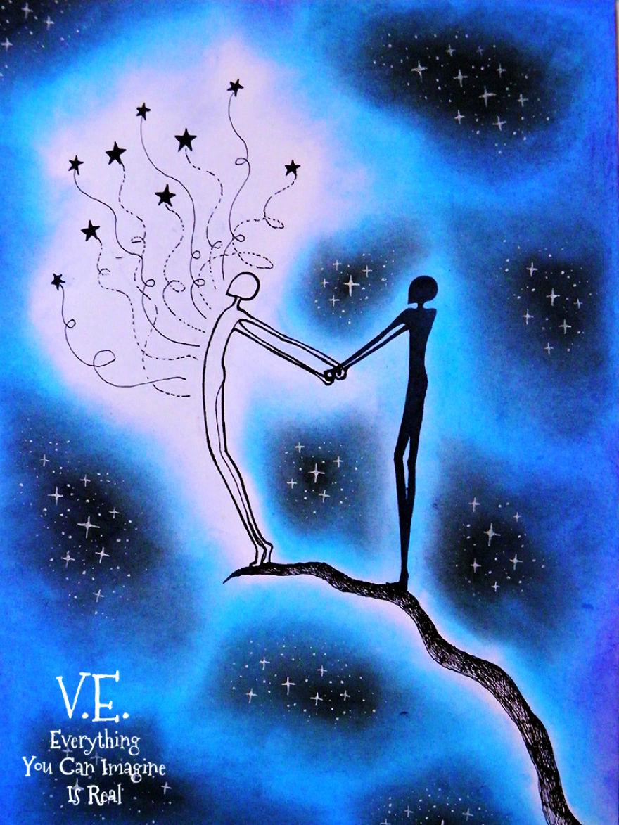 Dream-like Fantasy Drawings Done With Pen And Pastel Dream-like Fantasy Drawings Done With Pen And Pastel