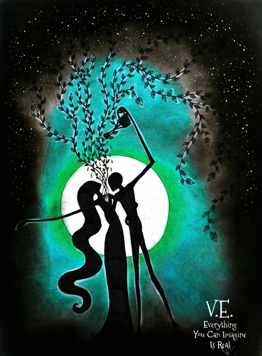 Dream-like Fantasy Drawings Done With Pen And Pastel Dream-like Fantasy Drawings Done With Pen And Pastel