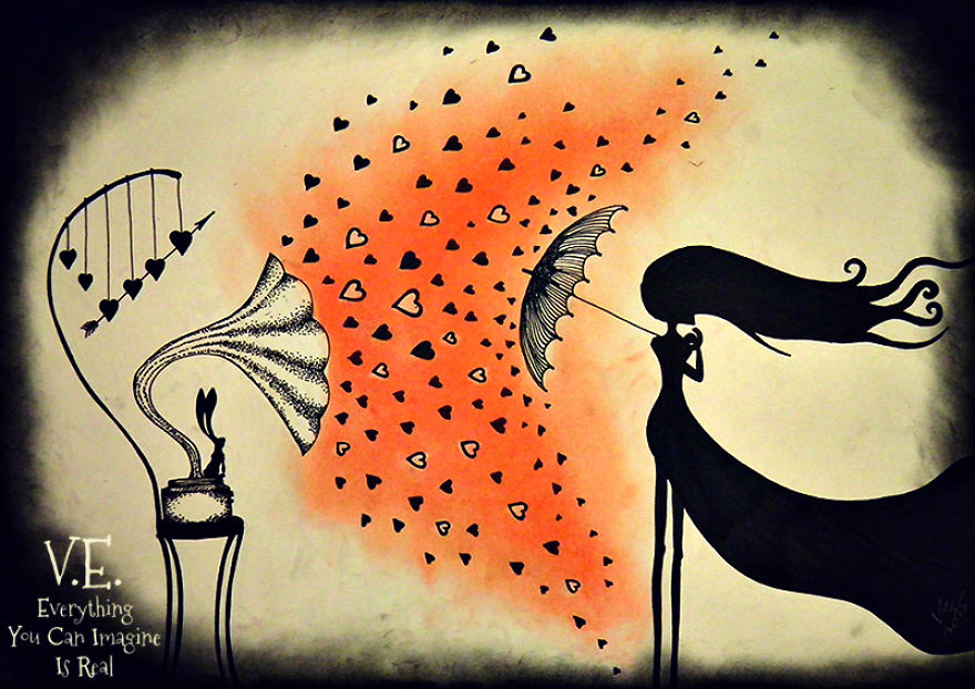 Dream-like Fantasy Drawings Done With Pen And Pastel Dream-like Fantasy Drawings Done With Pen And Pastel