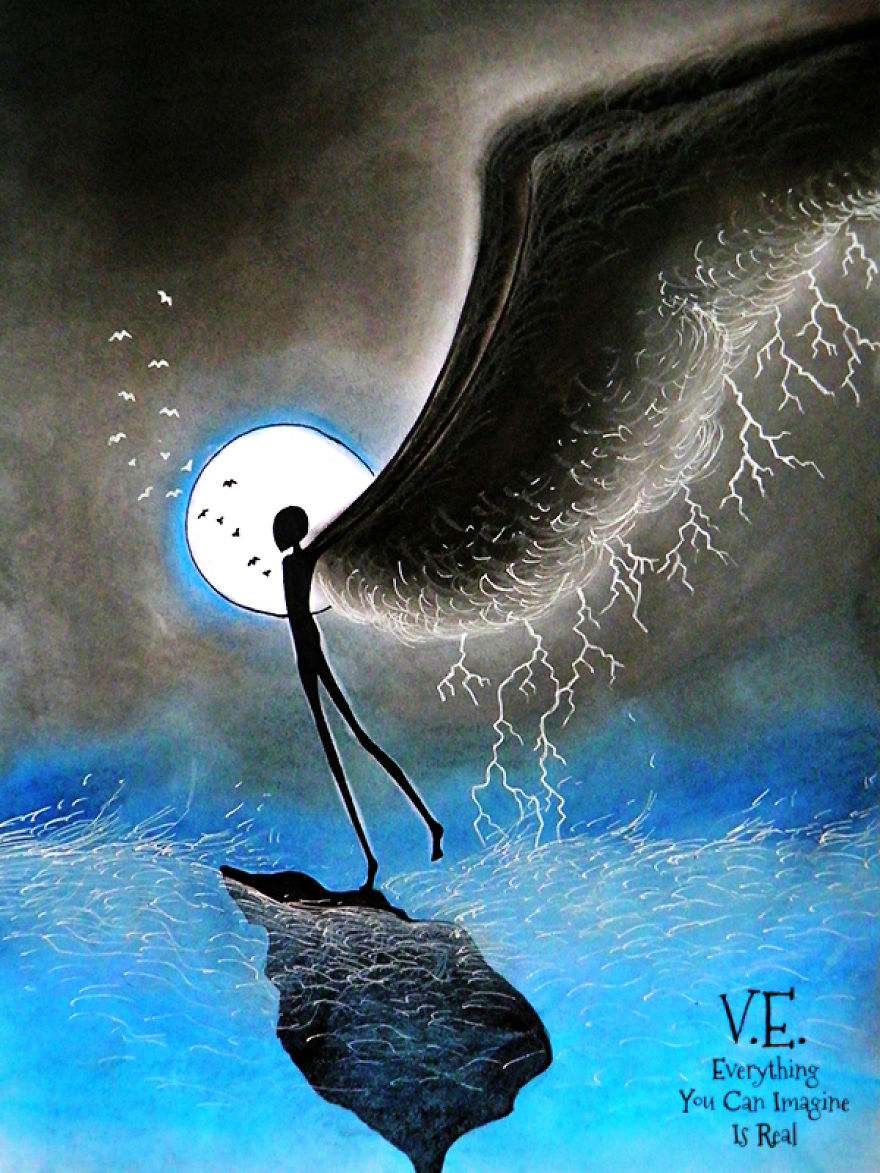 Dream-like Fantasy Drawings Done With Pen And Pastel Dream-like Fantasy Drawings Done With Pen And Pastel