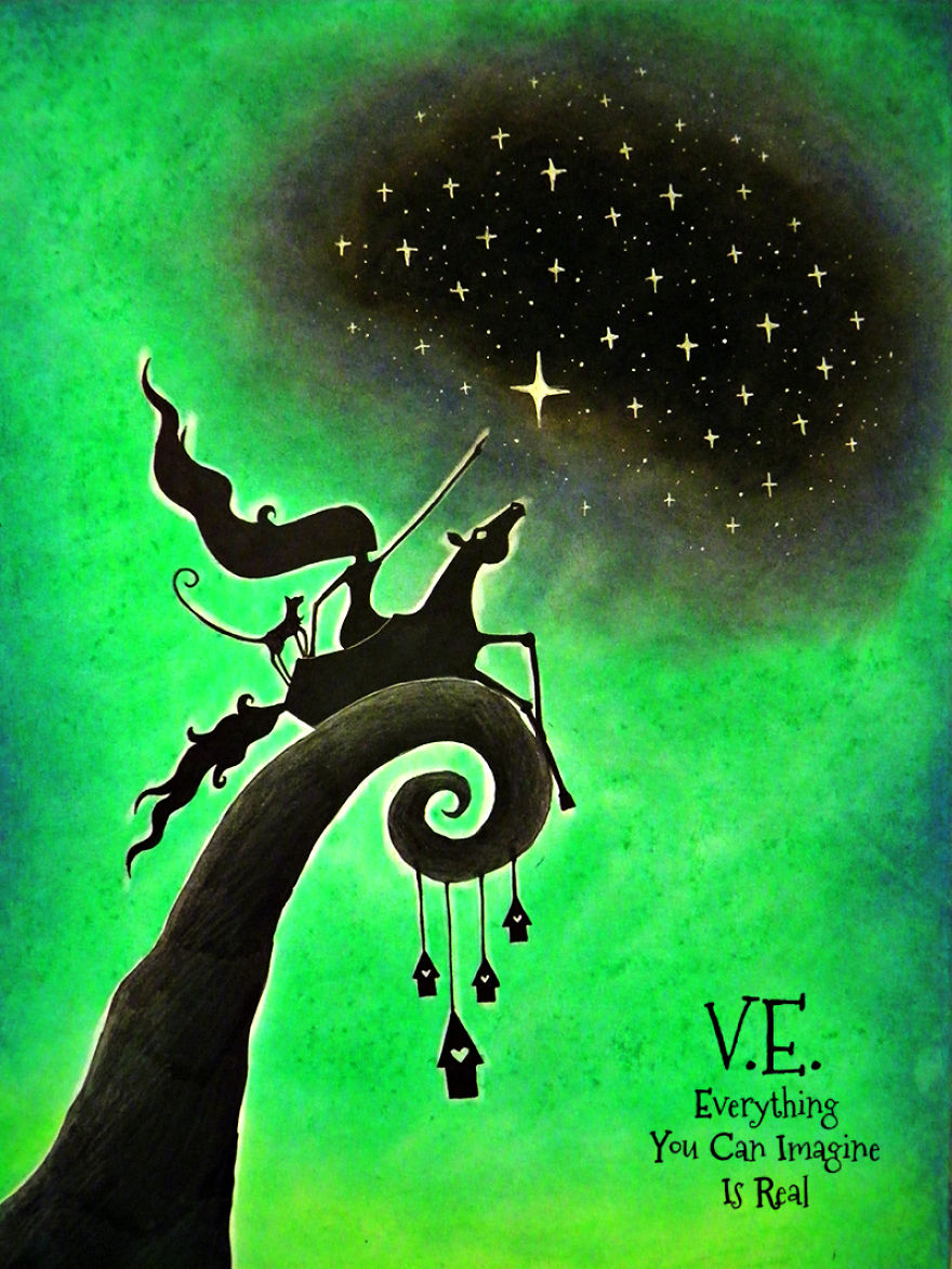 Dream-like Fantasy Drawings Done With Pen And Pastel