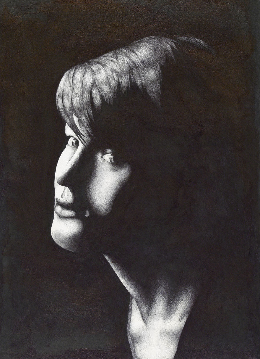 I Draw With A Black Ball Point Pen - Each Portrait Takes From 50 To 100 Hours