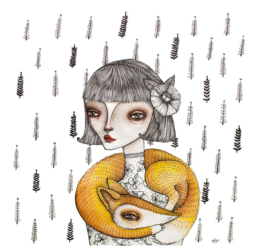 Watercolor And Ink Paintings Of Animals