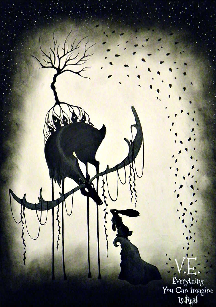 Dream-like Fantasy Drawings Done With Pen And Pastel Dream-like Fantasy Drawings Done With Pen And Pastel