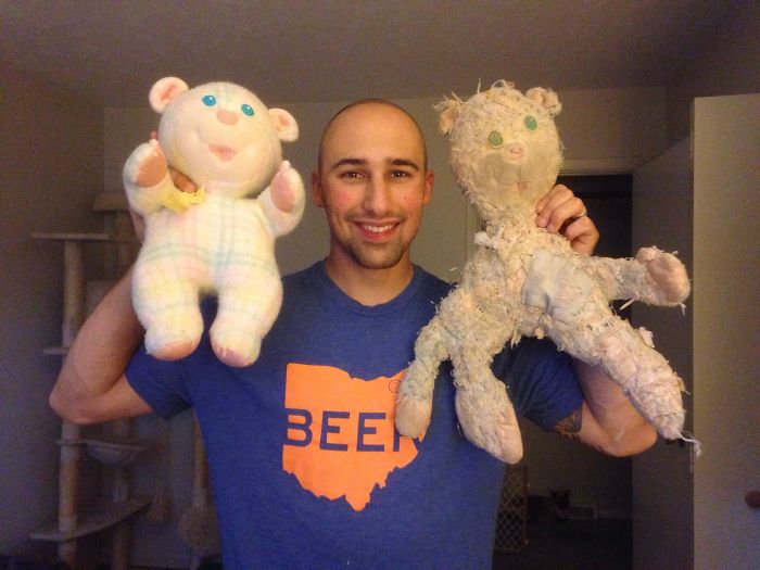 Here Is My New Teddy And Old Teddy.