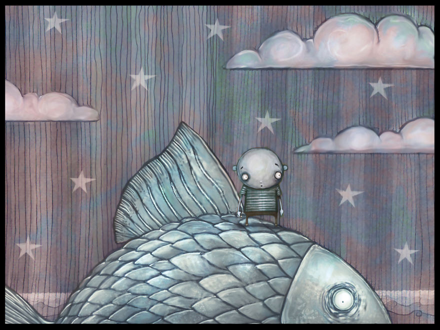 Whimsical Art With Little Round Eyes That I Make To Go With The Stories I Write.