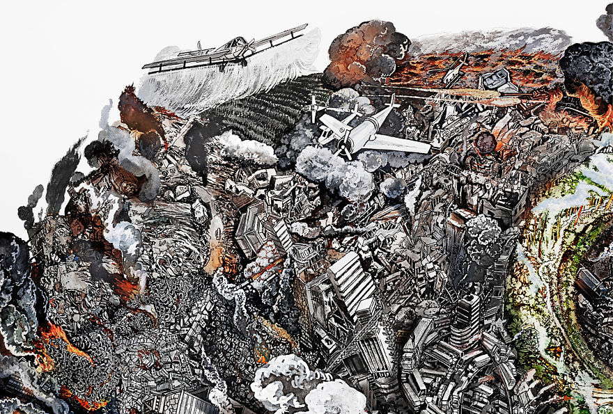 We Created Detailed Drawings To Show The Harm We've Done To Mother Earth