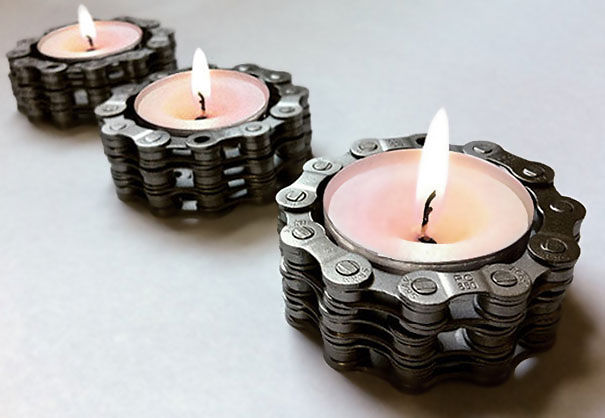 Bike Chain Tea Light Candle Holders