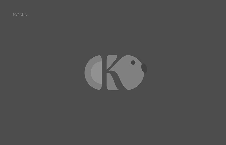 Illustration of animal alphabet featuring a koala shape formed from the letter K in creative animal alphabet design.